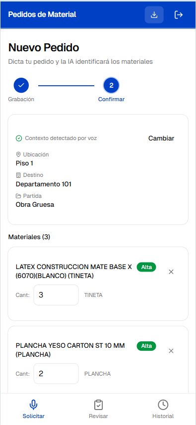 Paso 3: Materiales identificados